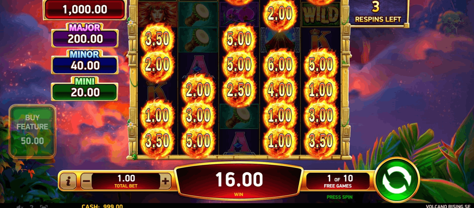 Volcano Rising en Aguero Casino
